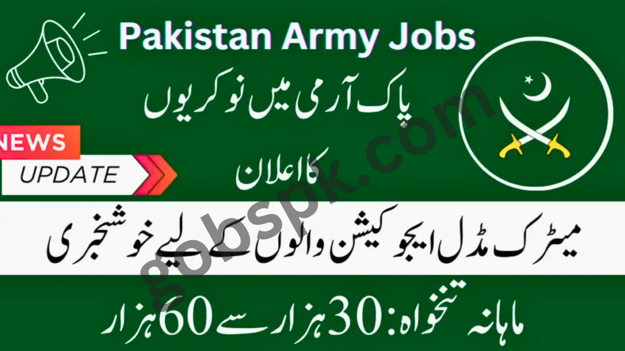 Advertisement for Pakistan Army Civilian Jobs in 2024 (Matric, Middle)